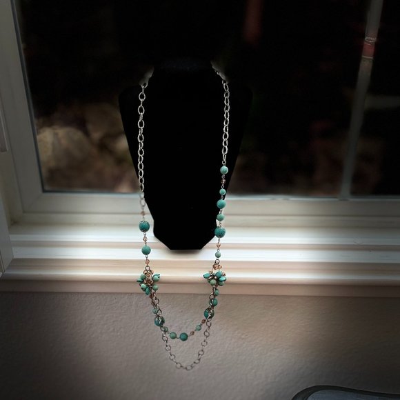 3 BOHO ITEMS Real Turquoise Drop earrings, Bracelet plus Beautiful Long Necklace - Picture 5 of 16